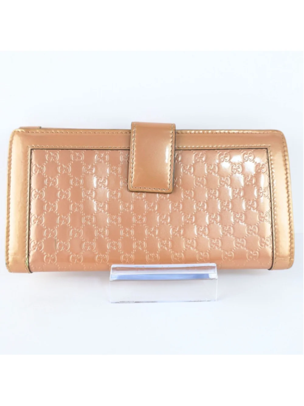 GUCCI Guccisima Trifold wallet Long Wallet Purse GG Enamel Pink Women Used Auth - Picture 9 of 16